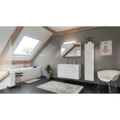 Posseik Badmöbel-Set Livono 100 Cm Weiß Hochglanz 3-teilig