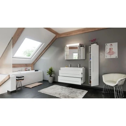 Posseik Badmöbel-Set Livono 100 Cm Weiß Hochglanz 3-teilig – Bild 3
