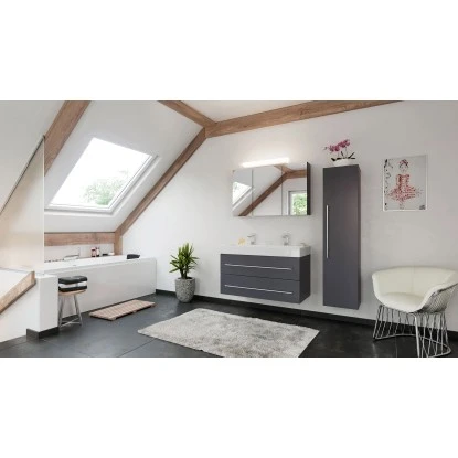 Posseik Badmöbel-Set Livono 100 Cm Anthrazit Seidenglanz 3-teilig