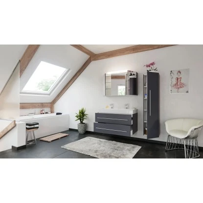 Posseik Badmöbel-Set Livono 100 Cm Anthrazit Seidenglanz 3-teilig – Bild 3