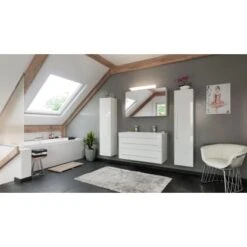 Posseik Badmöbel-Set Livono 100 Cm Weiß Hochglanz 4-teilig