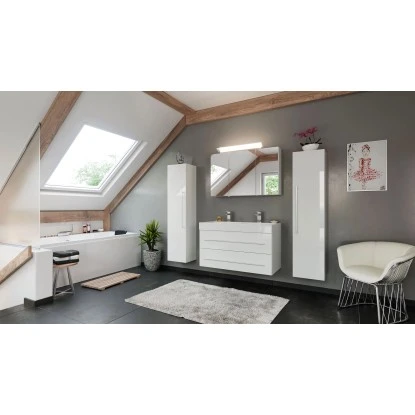 Posseik Badmöbel-Set Livono 100 Cm Weiß Hochglanz 4-teilig