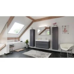 Posseik Badmöbel-Set Livono 100 Cm Anthrazit Seidenglanz 4-teilig