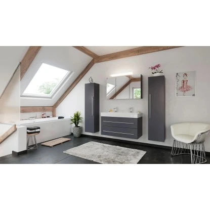 Posseik Badmöbel-Set Livono 100 Cm Anthrazit Seidenglanz 4-teilig