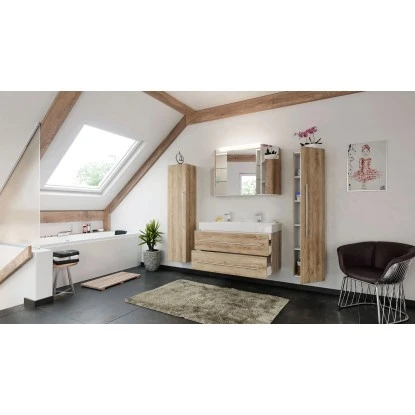 Posseik Badmöbel-Set Livono 100 Cm Eiche Hell Seidenglanz 4-teilig – Bild 3