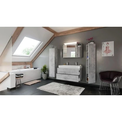 Posseik Badmöbel-Set Livono 100 Cm Beton 4-teilig – Bild 3