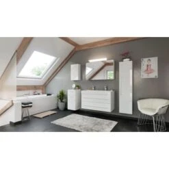 Posseik Badmöbel-Set Livono 100 CmWeiß Hochglanz 5-teilig