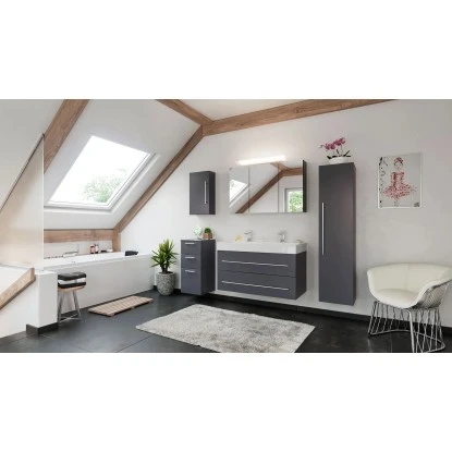 Posseik Badmöbel-Set Livono 100 Cm Anthrazit Seidenglanz 5-teilig