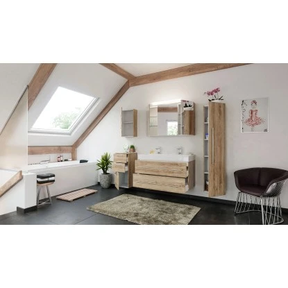 Posseik Badmöbel-Set Livono 100 CmEiche Hell Seidenglanz 5-teilig – Bild 3