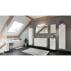 Posseik Badmöbel-Set Livono 100 Cm Weiß Hochglanz 6-teilig