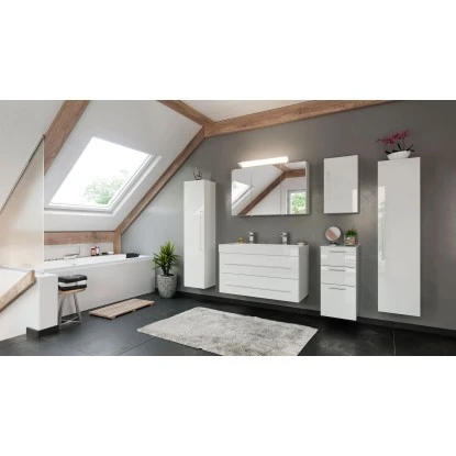 Posseik Badmöbel-Set Livono 100 Cm Weiß Hochglanz 6-teilig