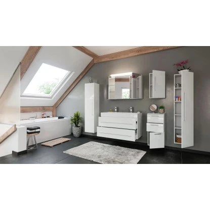 Posseik Badmöbel-Set Livono 100 Cm Weiß Hochglanz 6-teilig – Bild 3