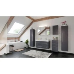Posseik Badmöbel-Set Livono 100 Cm Anthrazit Seidenglanz6-teilig