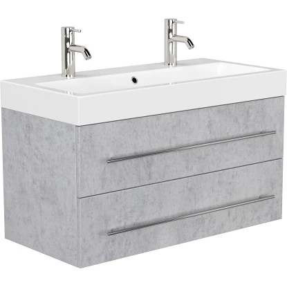 Posseik Badmöbel-Set Livono 100 Cm Beton6-teilig – Bild 4