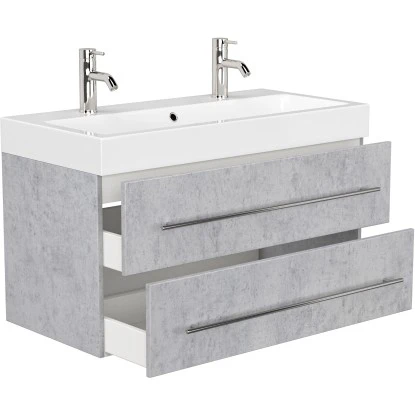 Posseik Badmöbel-Set Livono 100 Cm Beton6-teilig – Bild 5