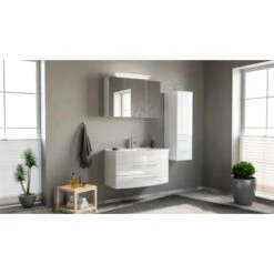 Posseik Badmöbel-Set Luna 100 Cm Weiß Hochglanz 3-teilig