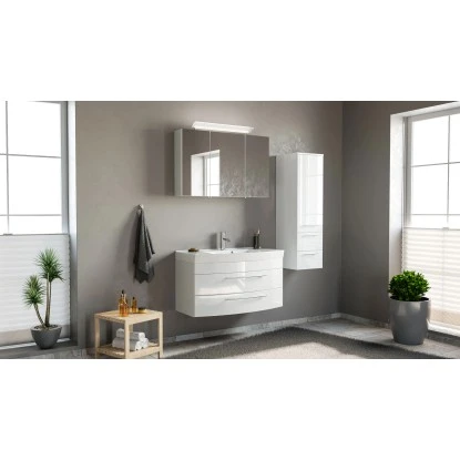 Posseik Badmöbel-Set Luna 100 Cm Weiß Hochglanz 3-teilig