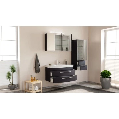 Posseik Badmöbel-Set Luna 100 Cm Anthrazit Seidenglanz 3-teilig – Bild 3