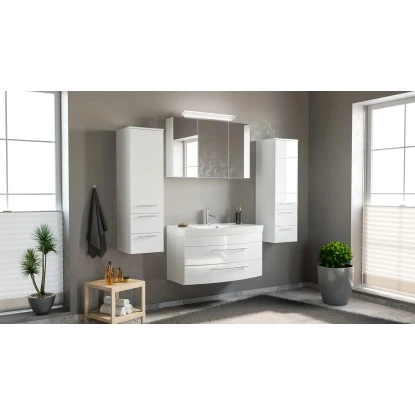 Posseik Badmöbel-Set Luna 100 Cm Weiß Hochglanz 4-teilig