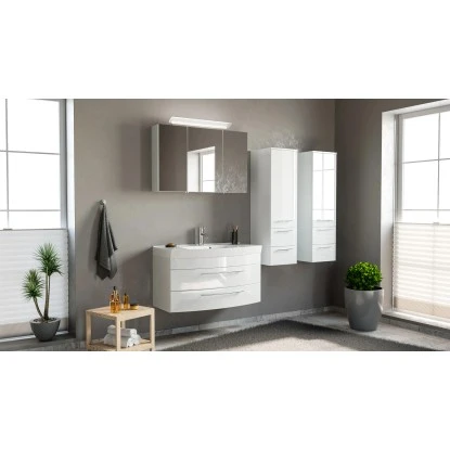 Posseik Badmöbel-Set Luna 100 Cm Weiß Hochglanz 4-teilig – Bild 9