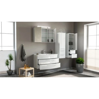 Posseik Badmöbel-Set Luna 100 Cm Weiß Hochglanz 4-teilig – Bild 10