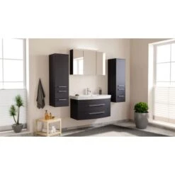 Posseik Badmöbel-Set Luna 100 Cm Anthrazit Seidenglanz 4-teilig