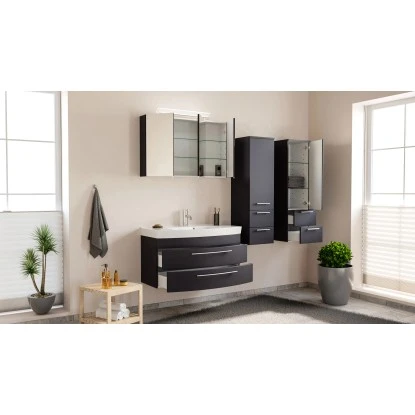 Posseik Badmöbel-Set Luna 100 Cm Anthrazit Seidenglanz 4-teilig – Bild 10