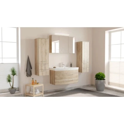 Posseik Badmöbel-Set Luna 100 Cm Eiche Hell Seidenglanz 4-teilig