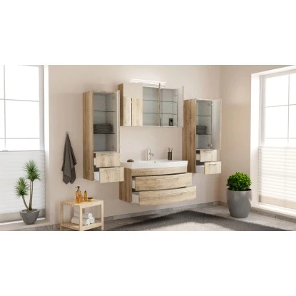 Posseik Badmöbel-Set Luna 100 Cm Eiche Hell Seidenglanz 4-teilig – Bild 3