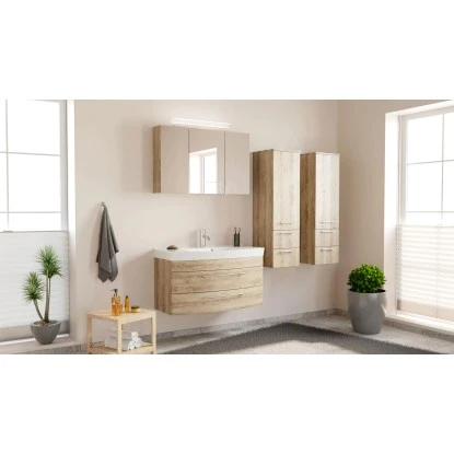 Posseik Badmöbel-Set Luna 100 Cm Eiche Hell Seidenglanz 4-teilig – Bild 9