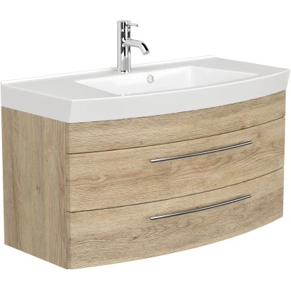 Posseik Badmöbel-Set Luna 100 Cm Eiche Hell Seidenglanz 4-teilig – Bild 4