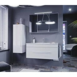 Posseik Badmöbel-Set Pro 100 Cm Weiß Hochglanz 4-teilig