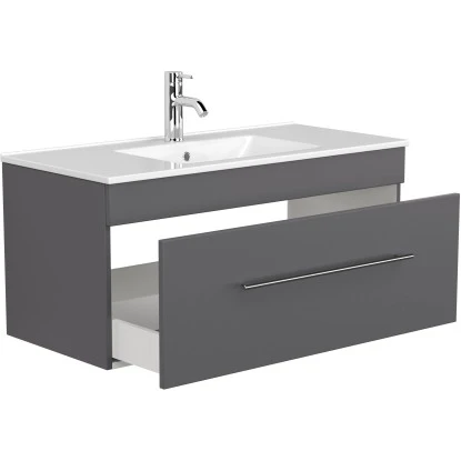 Posseik Badmöbel-Set Pro 100 Cm Anthrazit Seidenglanz 4-teilig – Bild 4