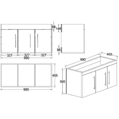 Posseik Badmöbel-Set Teramo 100 Cm Weiß Hochglanz3-teilig – Bild 8