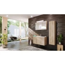 Posseik Badmöbel-Set Teramo 100 Cm Anthrazit Seidenglanz 3-teilig