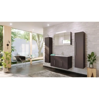 Posseik Badmöbel-Set Teramo 100 Cm Eiche Hell Seidenglanz 4-teilig – Bild 14