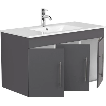 Posseik Badmöbel-Set Teramo 100 Cm Anthrazit Seidenglanz 4-teilig – Bild 5