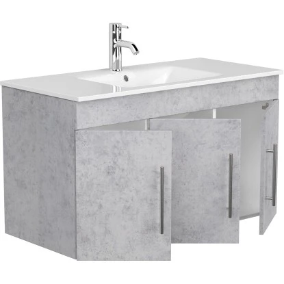 Posseik Badmöbel-Set Teramo 100 Cm Beton 4-teilig – Bild 5