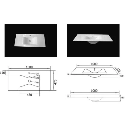 Posseik Badmöbel-Set Teramo 100 Cm Beton 4-teilig – Bild 9