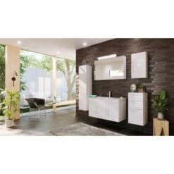 Posseik Badmöbel-Set Teramo 100 Cm Weiß Hochglanz 5-teilig