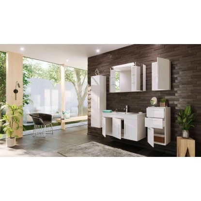 Posseik Badmöbel-Set Teramo 100 Cm Weiß Hochglanz 5-teilig – Bild 3