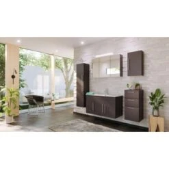 Posseik Badmöbel-Set Teramo 100 Cm Anthrazit Seidenglanz 5-teilig