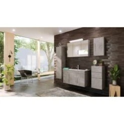 Posseik Badmöbel-Set Teramo 100 Cm Beton 5-teilig
