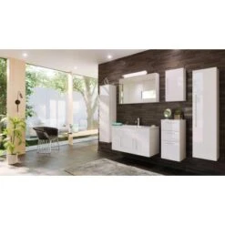 Posseik Badmöbel-Set Teramo 100 Cm Weiß Hochglanz 6-teilig