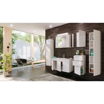 Posseik Badmöbel-Set Teramo 100 Cm Weiß Hochglanz 6-teilig – Bild 3