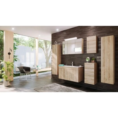 Posseik Badmöbel-Set Teramo 100 CmEiche Hell Seidenglanz 6-teilig