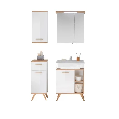 Pelipal Badmöbel-Set Quickset 923 Weiß/Riviera 96 Cm Mit Spiegelschrank – Bild 4