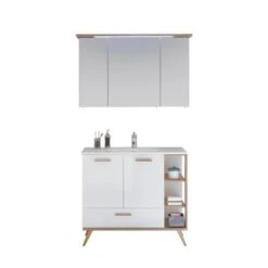 Pelipal Badmöbel-Set Quickset 923 Weiß/Riviera 115 Cm Mit Spiegelschrank