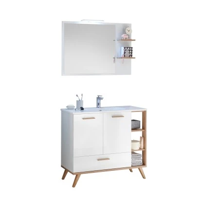 Pelipal Badmöbel-Set Quickset 923 Weiß/Riviera 105 Cm Mit Spiegel – Bild 3