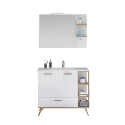 Pelipal Badmöbel-Set Quickset 923 Weiß/Riviera 105 Cm Mit Spiegel